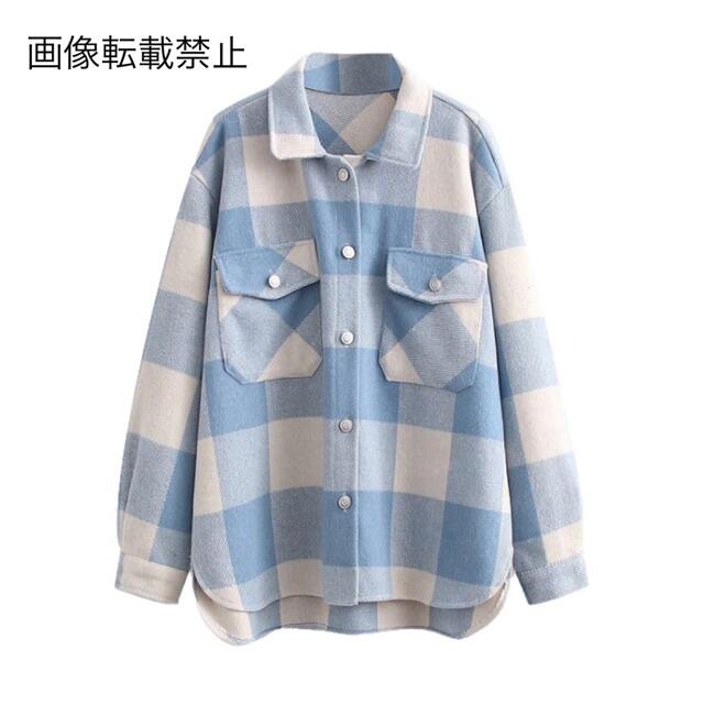 ZARA - 🌰9月新作🌾5616◇blue ブルー チェック柄 ジャケット コートの