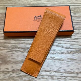 エルメス(Hermes)の【美品】HERMES ペンケース オレンジ(ペンケース/筆箱)