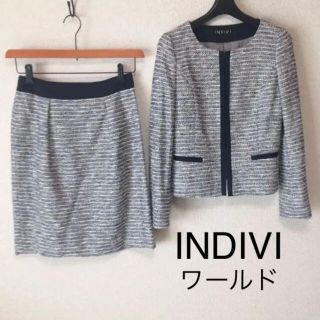 インディヴィ(INDIVI)のインディヴィ ノーカラー スーツ 上05下38 W66 入学入園 OL DMW(スーツ)