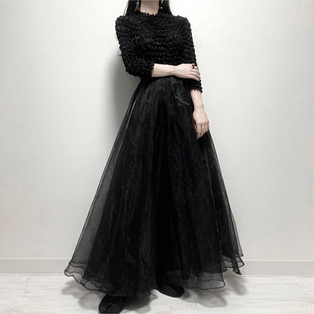 sheer long-skirt black ロングスカート