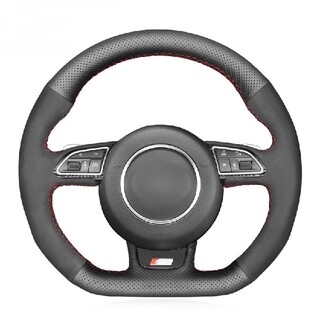 アウディ(AUDI)の新品・未使用 Audi アウディ 手縫い ステアリングカバー ハンドルカバー(車内アクセサリ)