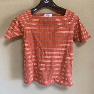 ローリーズファーム(LOWRYS FARM)のTシャツ カットソー　ローリースファーム　半袖カットソー　ボーダー　Ｍ　レンガ(Tシャツ/カットソー(半袖/袖なし))