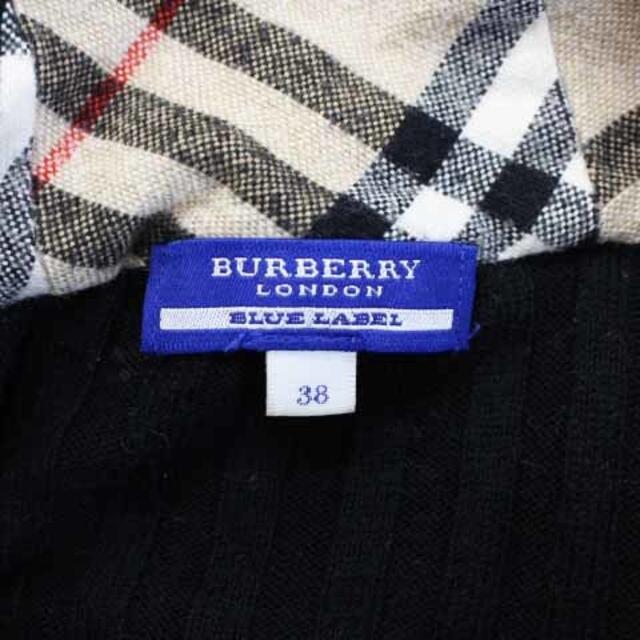 BURBERRY BLUE LABEL(バーバリーブルーレーベル)のバーバリーブルーレーベル ジップパーカー ニット M ブラック ベージュ  レディースのトップス(パーカー)の商品写真