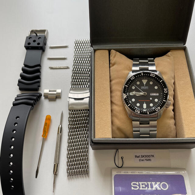 SEIKO ブラックボーイ　SKX007K　7S26-0020 交換用べルト付き