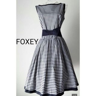 フォクシー(FOXEY)のFOXEY フォクシー　ギンガムチェックワンピ　42 希少品(ひざ丈ワンピース)