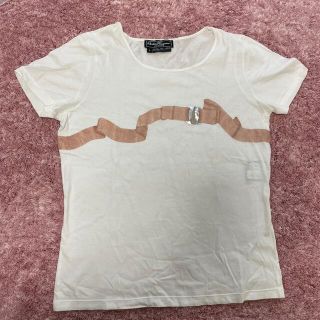 サルヴァトーレフェラガモ(Salvatore Ferragamo)の美品　正規店購入　フェラガモ　Tシャツ　リボン　Sサイズ(Tシャツ(半袖/袖なし))