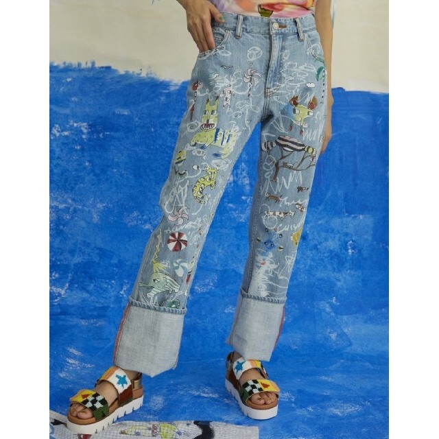 新品未使用!!タグ付き 今季 ツモリチサト PRINT DENIM PANTS