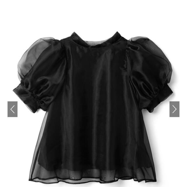 GRL(グレイル)のGRL バックリボンオーガンジーブラウス　ブラック レディースのトップス(シャツ/ブラウス(半袖/袖なし))の商品写真
