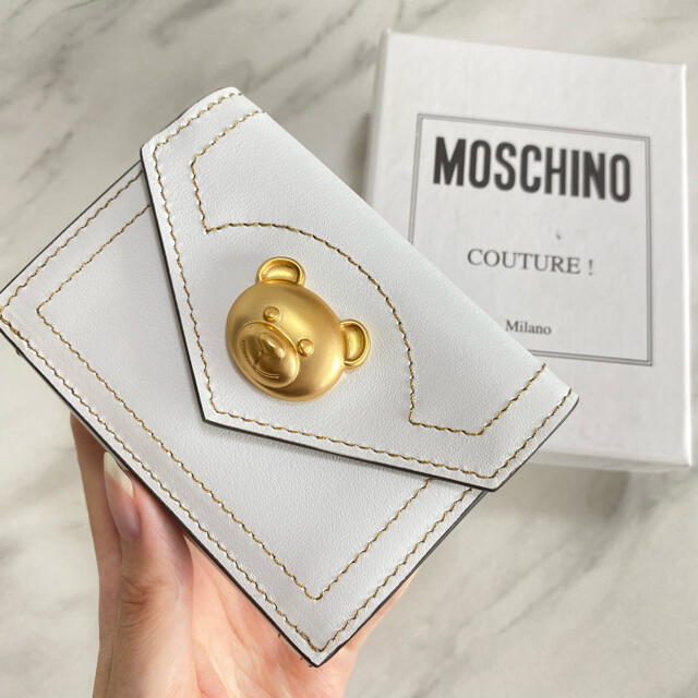 ラスト１【新品】MOSCHINO テディ ミニ財布 三つ折り財布 くま 白