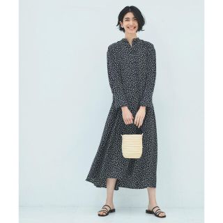 スピックアンドスパン(Spick & Span)のHARDY NOIR 福田麻琴コラボ　デシンドット後ろギャザーワンピース(ロングワンピース/マキシワンピース)