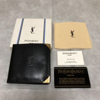 サンローラン ヴィンテージ Yロゴ ステッチ がま口 ゴールド金具 長財布 レザー レディース SAINT LAURENT 【1-0116975】