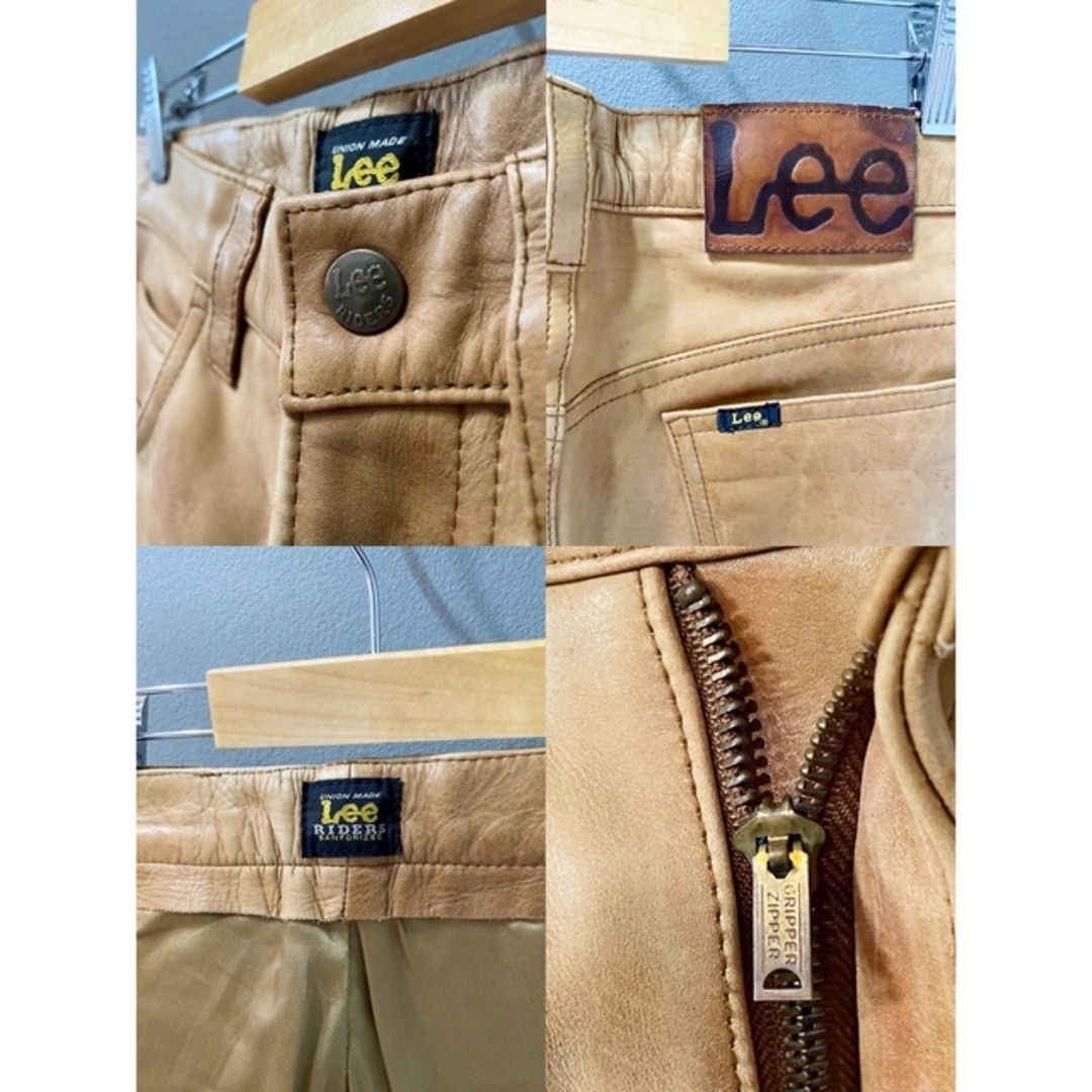 Lee(リー)の古着 ビンテージ  レザー パンツ キャメル ナチュラル 革 レディースのパンツ(デニム/ジーンズ)の商品写真