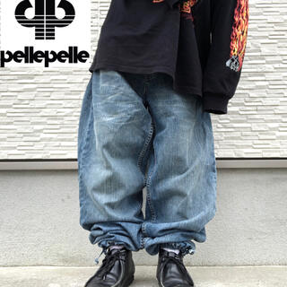 PELLE PELLE - ペレペレ ワイド デニム バギー バルーンパンツ 裾絞り ドローコードの通販｜ラクマ