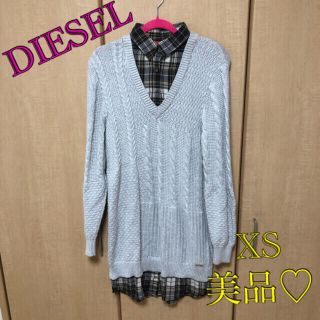 ディーゼル(DIESEL)のDIESELニットワンピース　シャツ　美品(ひざ丈ワンピース)