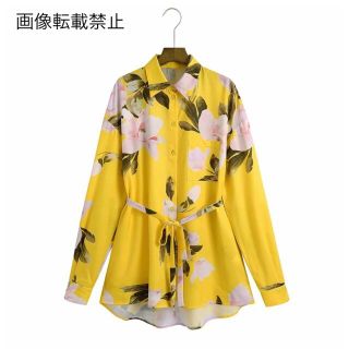 ザラ(ZARA)の🌰9月新作🌾5620◆yellow イエロー フラワー 花柄 シャツ ブラウス(シャツ/ブラウス(長袖/七分))