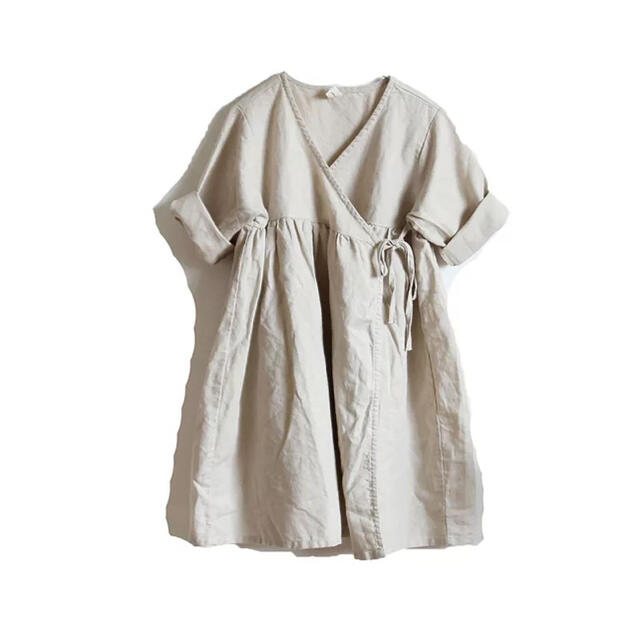 新品 カシュクールワンピース　ロング  女の子 羽織 　無地　シンプル　春夏秋服 キッズ/ベビー/マタニティのキッズ服女の子用(90cm~)(ワンピース)の商品写真