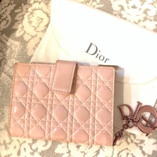 クリスチャンディオール(Christian Dior)のクリスチャンディオール　ロータスパテント　エナメルピンク二つ折り財布(財布)
