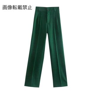 ザラ(ZARA)の🌰9月新作🌾5628◆green グリーン ストレート ロングパンツ(カジュアルパンツ)