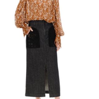 mame kurogouchi EMBROIDERED DENIM SKIRT krzysztofbialy.com