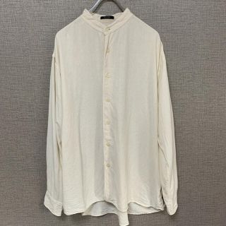 90s アメリカ古着　ノーカラー　バンドカラー　アメリカ輸入　リネン　used(シャツ)