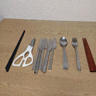 イケア(IKEA)のIKEAのカトラリーセット　菜ばし+キッチンバサミ+木曽ヒノキ箸4本(カトラリー/箸)