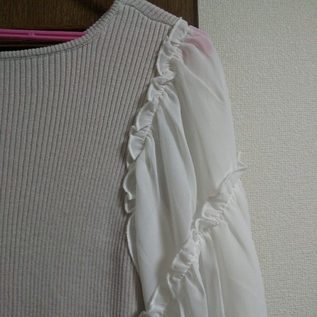袖異素材ニットトップス レディースのトップス(カットソー(長袖/七分))の商品写真