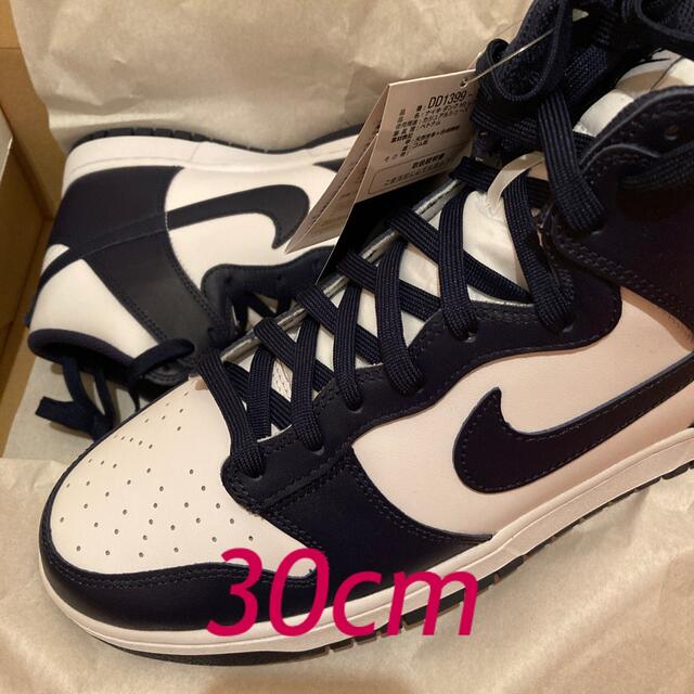 靴/シューズNIKE DUNK HIGH "CHAMPIONSHIP NAVY" 30cm