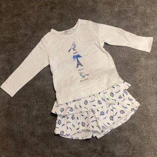 ベベ(BeBe)のbebe*べべ*ベビー・キッズ*セットアップ*ロンT＋フリルパンツ*ホワイト90(Tシャツ/カットソー)