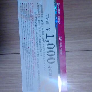 たえこ様専用二枚★送料無料★大江戸温泉リート優待「宿泊1000円利用券」(宿泊券)