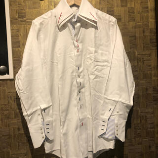 メイルアンドコー(MALE&Co.)のメイルアンドコー　シャツ　ホワイト　ダブルカラー　ボタン　長袖　Lサイズ(シャツ)