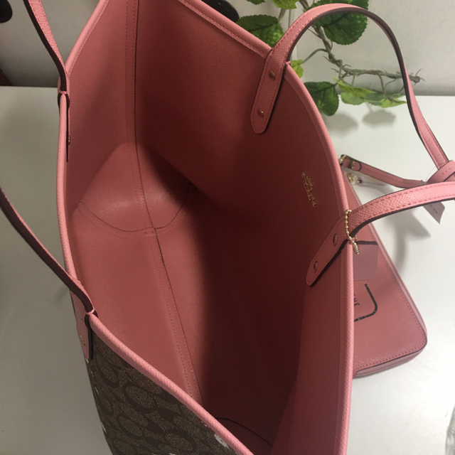 コーチ COACH トートバッグ 花柄 ポーチつき リバーシブル 高級