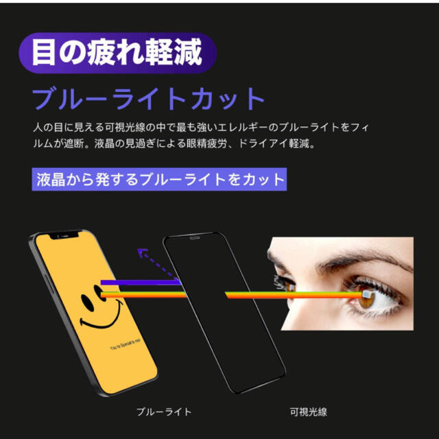 iPhone12 pro/iPhone12 ガラスフィルム ブルーライトカット  スマホ/家電/カメラのスマホアクセサリー(保護フィルム)の商品写真