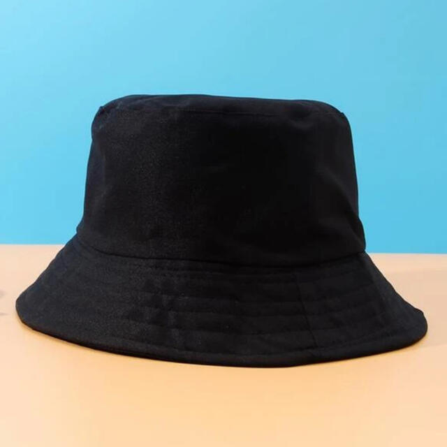 バケットハット シンプル ブラック 韓国ファッション 帽子 黒 レディースの帽子(ハット)の商品写真