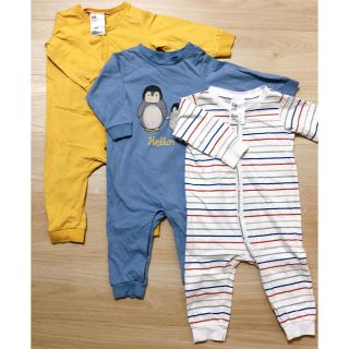 エイチアンドエム(H&M)のカバーオール　ロンパース　3枚セット(カバーオール)