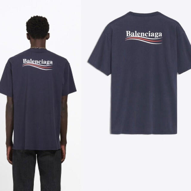 BALENCIAGA キャンペーンロゴ tシャツ ネイビーのサムネイル