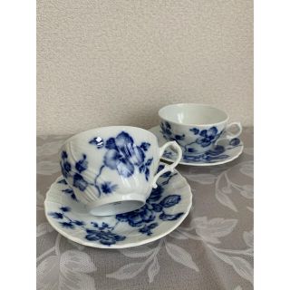 リチャードジノリ(Richard Ginori)の【値下げ】美品★リチャードジノリ　ローズブルー　ティーカップ&ソーサー 2客(食器)