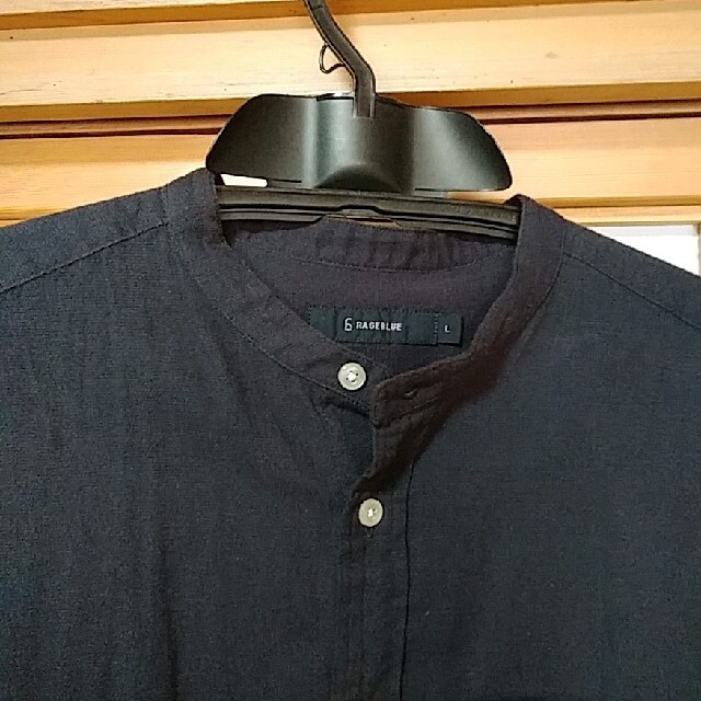 RAGEBLUE(レイジブルー)のノーカラーシャツ  紺色 メンズのトップス(シャツ)の商品写真