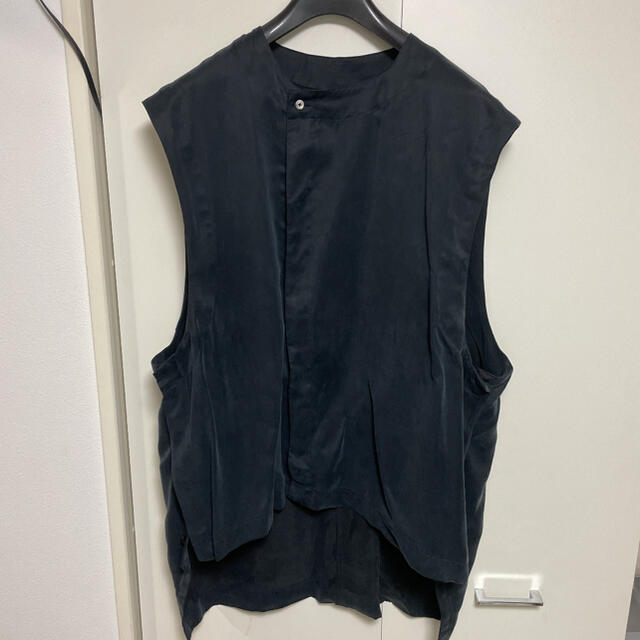 FIBRIL SATIN CUPRO FARMERS VEST .003Freeサイズ前着丈