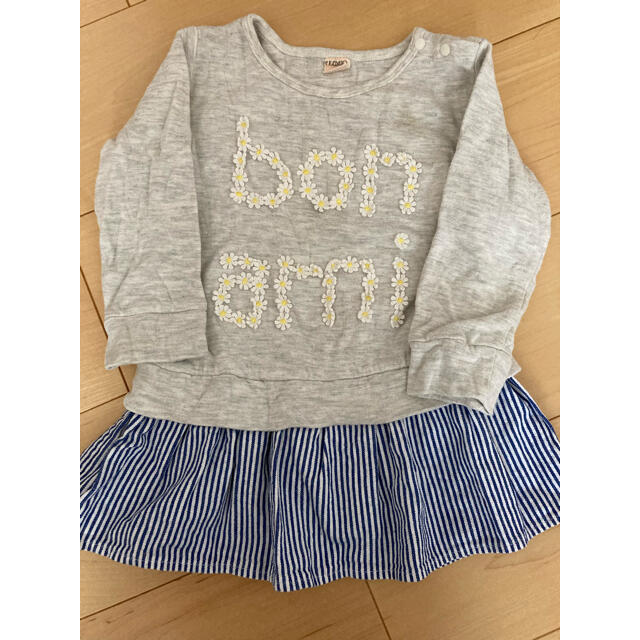 花文字　ストライプボーダー　ワンピース　95㎝　 キッズ/ベビー/マタニティのキッズ服女の子用(90cm~)(ワンピース)の商品写真