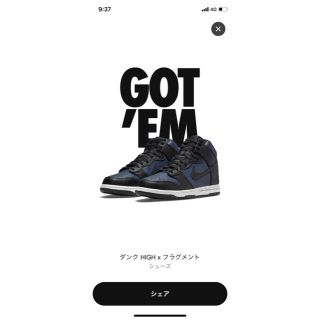 フラグメント(FRAGMENT)の【26.0㎝】FRAGMENT × NIKE DUNK HIGH (スニーカー)