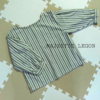 マジェスティックレゴン(MAJESTIC LEGON)の【美品】MAJESTICLEGON五分丈トップス(カットソー(半袖/袖なし))