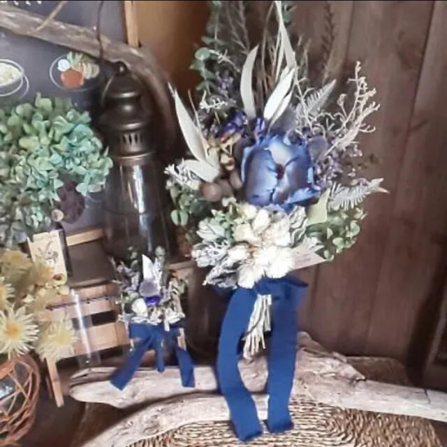 ドライフラワーブーケ  ブーケ ブートニア 花嫁 ハンドメイドのフラワー/ガーデン(ドライフラワー)の商品写真