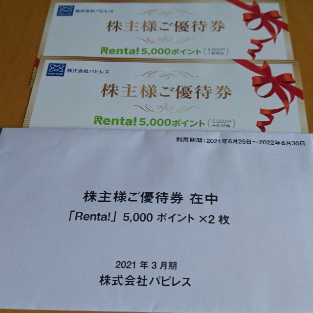 レンタ Rental 株主優待券 10000ポイント