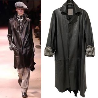 ヨウジヤマモト(Yohji Yamamoto)の 2003AW ヨウジヤマモト アシンメトリーレザーコート 【1785】(ロングコート)