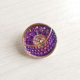 チェコガラスボタン サン&ムーン 紫 パープル 22mm ボタン