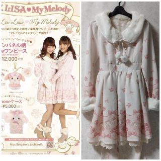 【 新品・ タグ付】 LIZLISA 苺柄 ワンピース リズメロ コラボ 白