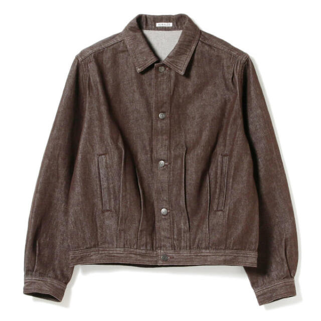 brownサイズAURALEE Washed Hard Twist Denim Blouson