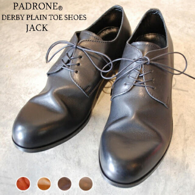 PADRONE(パドローネ)のPADRONE パドローネ ダービープレーントゥシューズ   ブラック メンズの靴/シューズ(ドレス/ビジネス)の商品写真