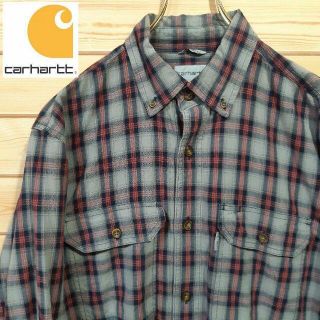 カーハート(carhartt)のカーハート　長袖ボタンダウンチェックシャツ　M　グレー(シャツ)