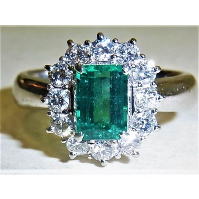 Pt900 プラチナ リング エメラルド 0.702ct ダイヤ 0.43ct レディースのアクセサリー(リング(指輪))の商品写真